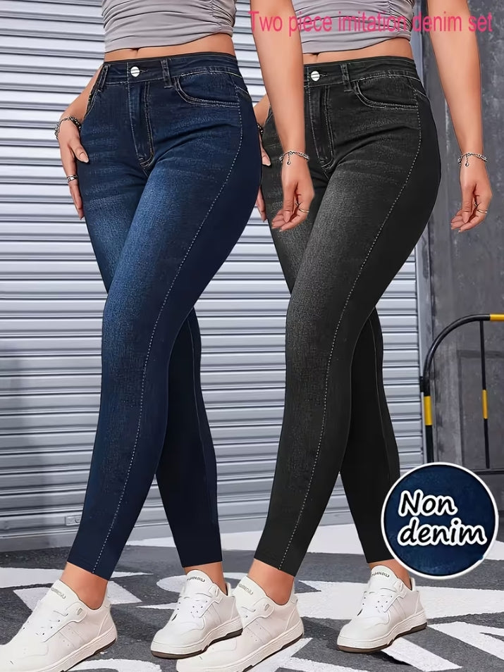 仿牛仔不是牛仔布，打底裤紧身裤，牛仔花纹是印花上去的