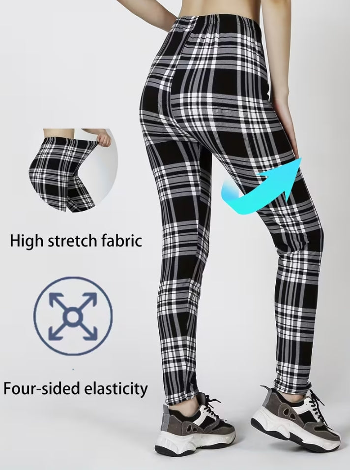 格子长裤三件套打底裤