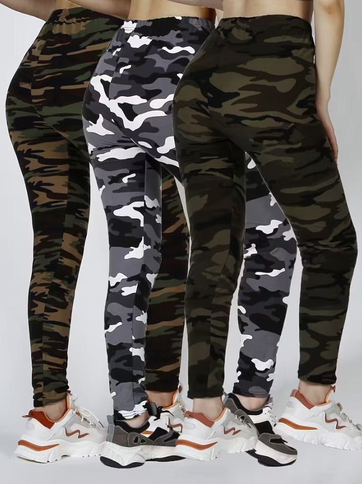 迷彩印花打底裤长裤
