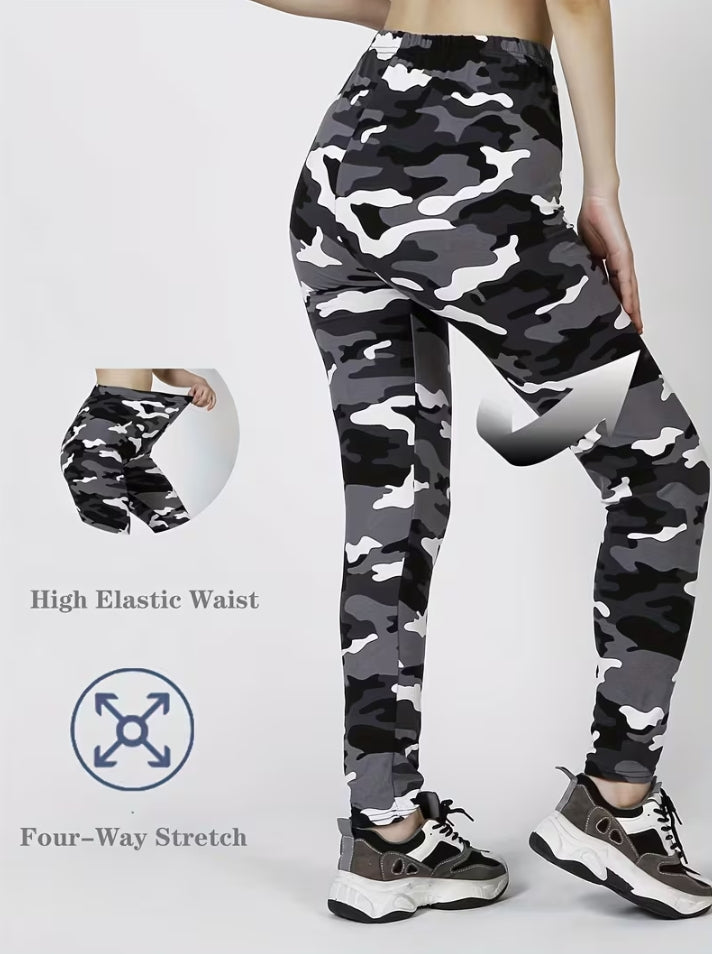 迷彩印花打底裤长裤